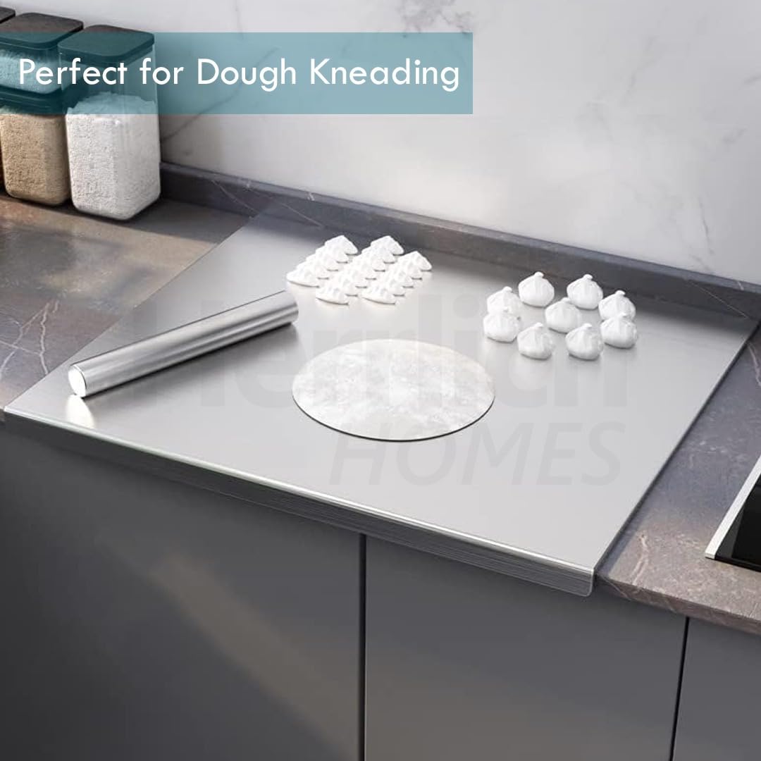 304 Stainless Steel Chopping Board for Kitchen | Non Slip| Rust Proof | Easy to use| Round Edge| Heavy Duty Chopping Board Vegetable, Meats Vegetable Chopper Board Safe Durable