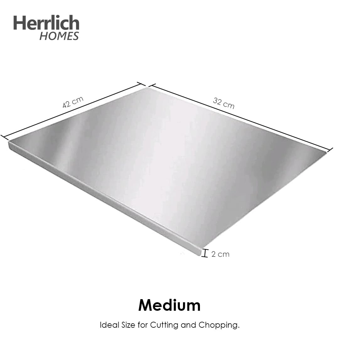 304 Stainless Steel Chopping Board for Kitchen | Non Slip| Rust Proof | Easy to use| Round Edge| Heavy Duty Chopping Board Vegetable, Meats Vegetable Chopper Board Safe Durable