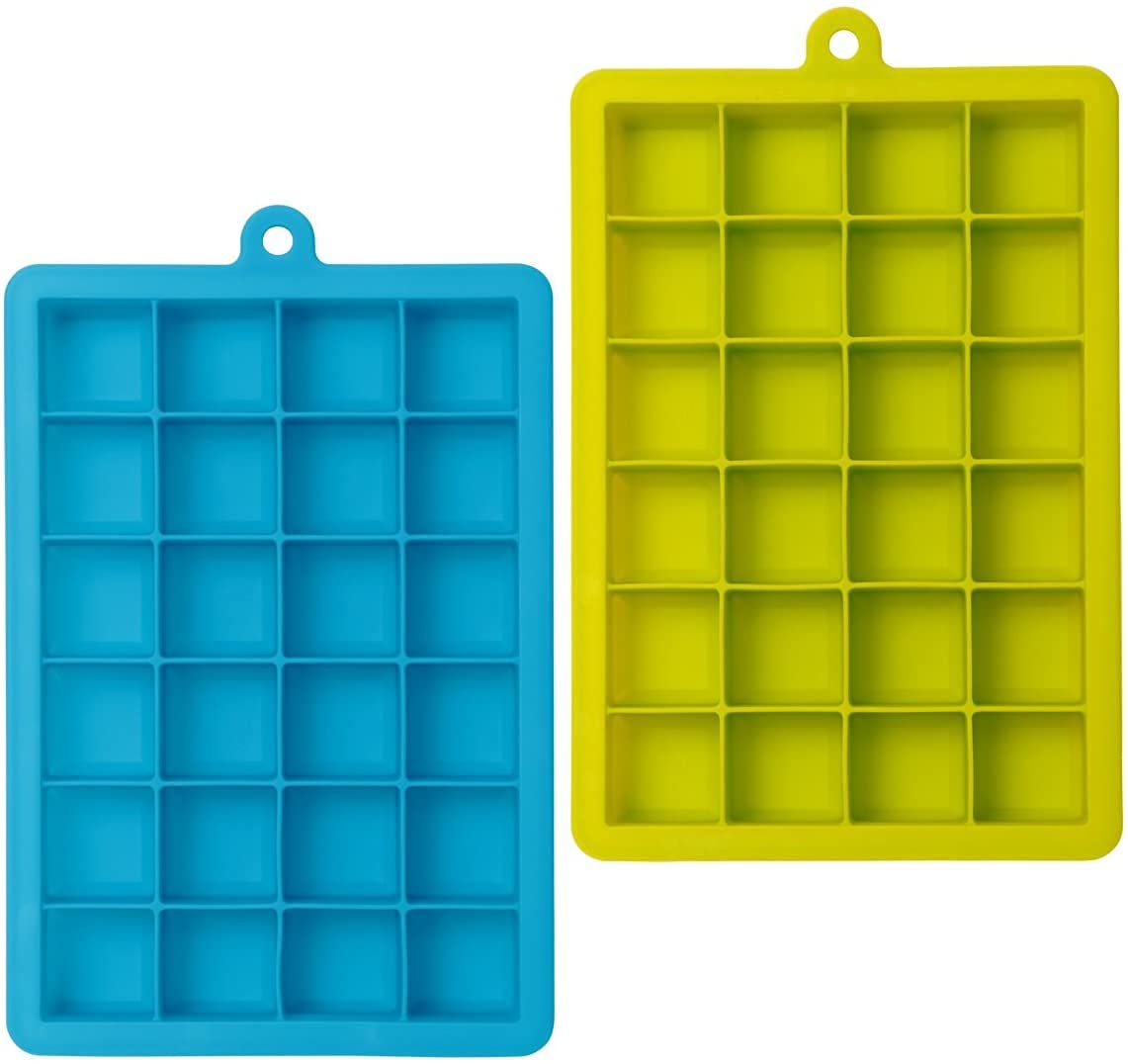 Silicone Ice Cube Tray – 24 Cavity Flexible Freezer Tray (Pack of 2, Multicolor)