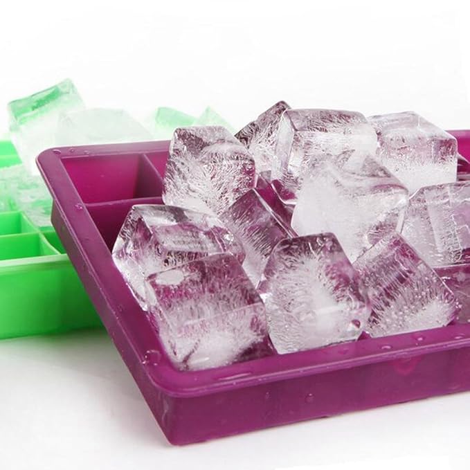 Silicone Ice Cube Tray – 24 Cavity Flexible Freezer Tray (Pack of 2, Multicolor)