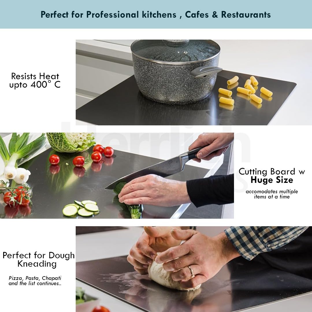 304 Stainless Steel Chopping Board for Kitchen | Non Slip| Rust Proof | Easy to use| Round Edge| Heavy Duty Chopping Board Vegetable, Meats Vegetable Chopper Board Safe Durable