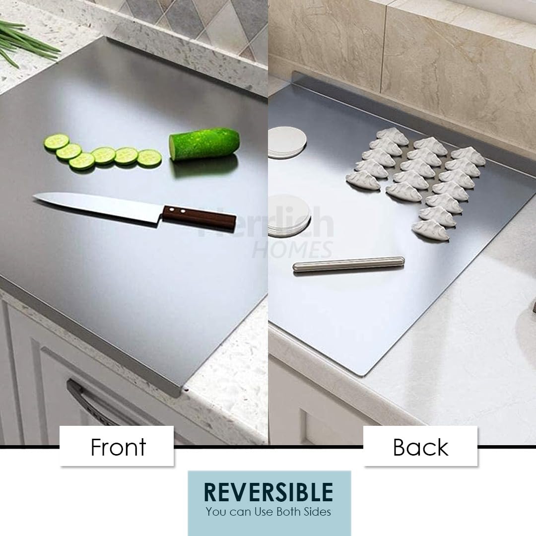 304 Stainless Steel Chopping Board for Kitchen | Non Slip| Rust Proof | Easy to use| Round Edge| Heavy Duty Chopping Board Vegetable, Meats Vegetable Chopper Board Safe Durable