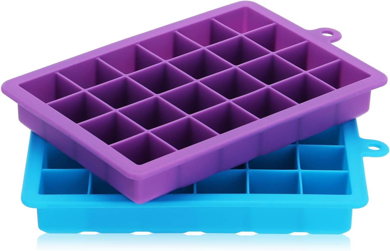 Silicone Ice Cube Tray – 24 Cavity Flexible Freezer Tray (Pack of 2, Multicolor)
