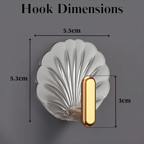 Adhesive Wall Hooks for Hanging | Self-Adhesive Heavy Duty Decorative Hooks | Modern Plastic & Metal Design | Ideal for Kitchen, Bathroom, Bedroom | Set of 4 (White-Gold)