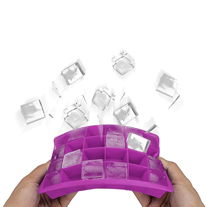 Silicone Ice Cube Tray – 24 Cavity Flexible Freezer Tray (Pack of 2, Multicolor)
